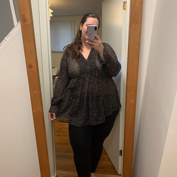 Sheer Black Paisley Blouse, Barely Worn - Picture 2 of 6